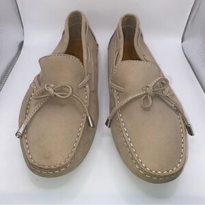 MERCANTI FIORENTINI Women’s Moc Toe Driving Loafer Light Beige Tan Suede Size 9